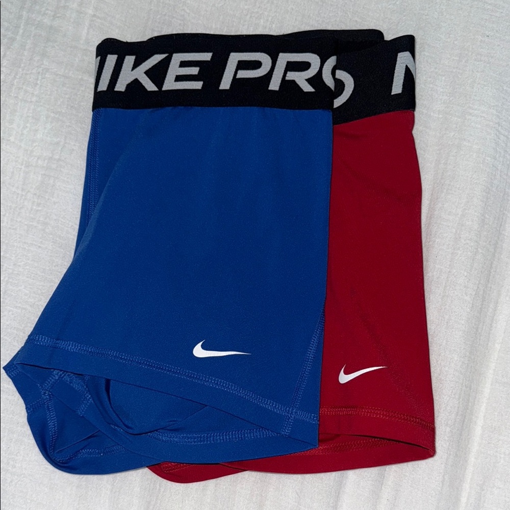 Nike Pro Dual Pack Blue and Red Shorts